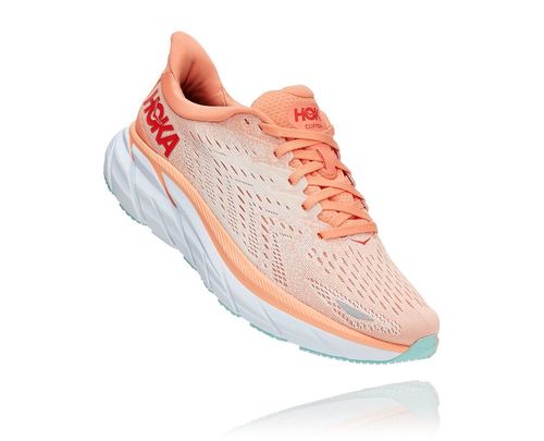 Hoka One One Dame Clifton 8 Road Løpesko Cantaloupe/Silver Peony Norge-40TQA